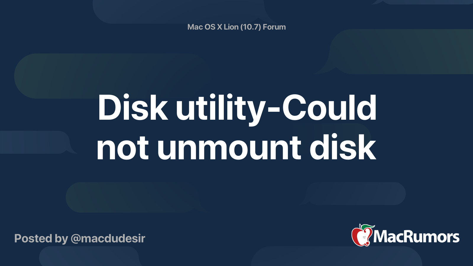 Disk utilityCould not unmount disk MacRumors Forums
