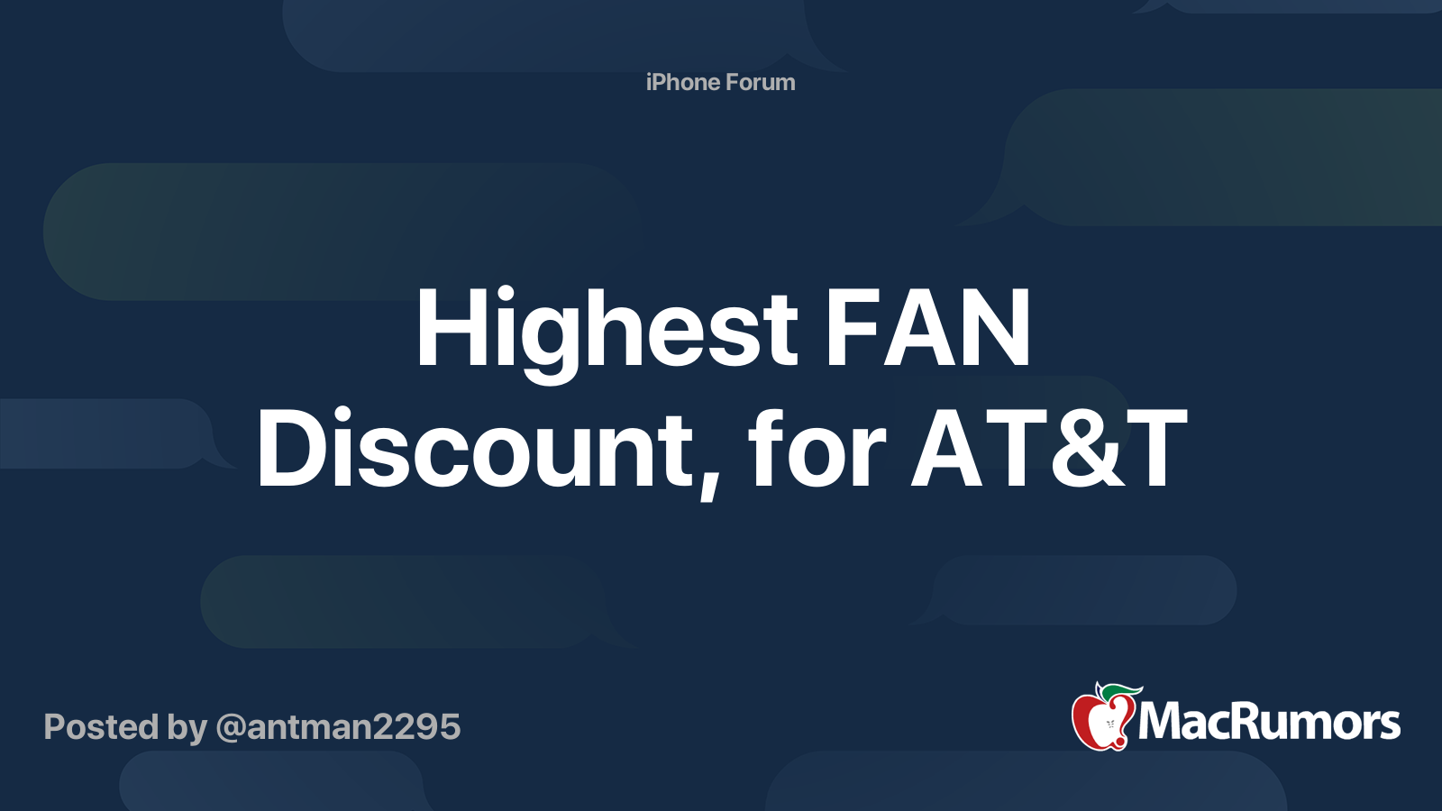 Highest FAN Discount, for AT&T MacRumors Forums