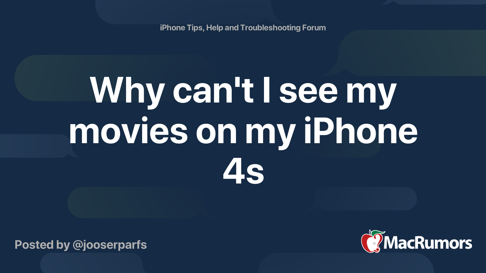 Why can't I see my movies on my iPhone 4s MacRumors Forums