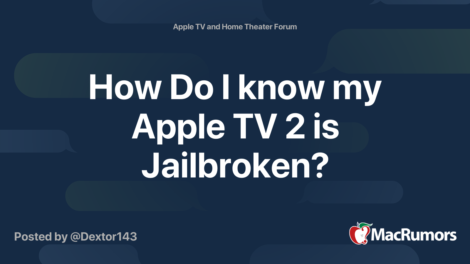 enkelt gang Ciro Forældet How Do I know my Apple TV 2 is Jailbroken? | MacRumors Forums