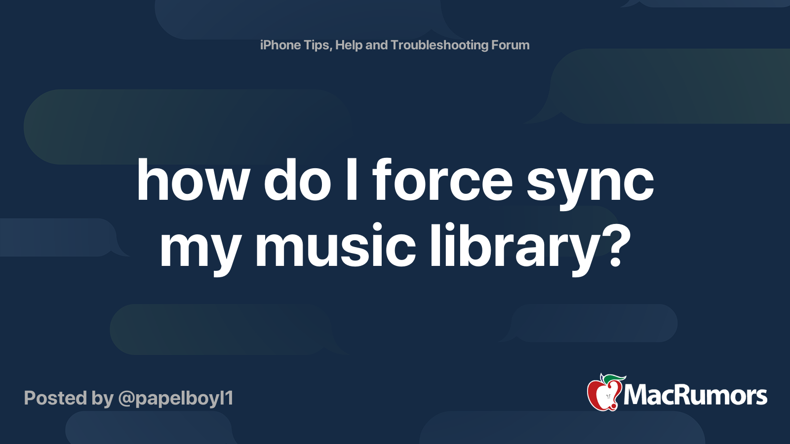how do I force sync my music library? MacRumors Forums