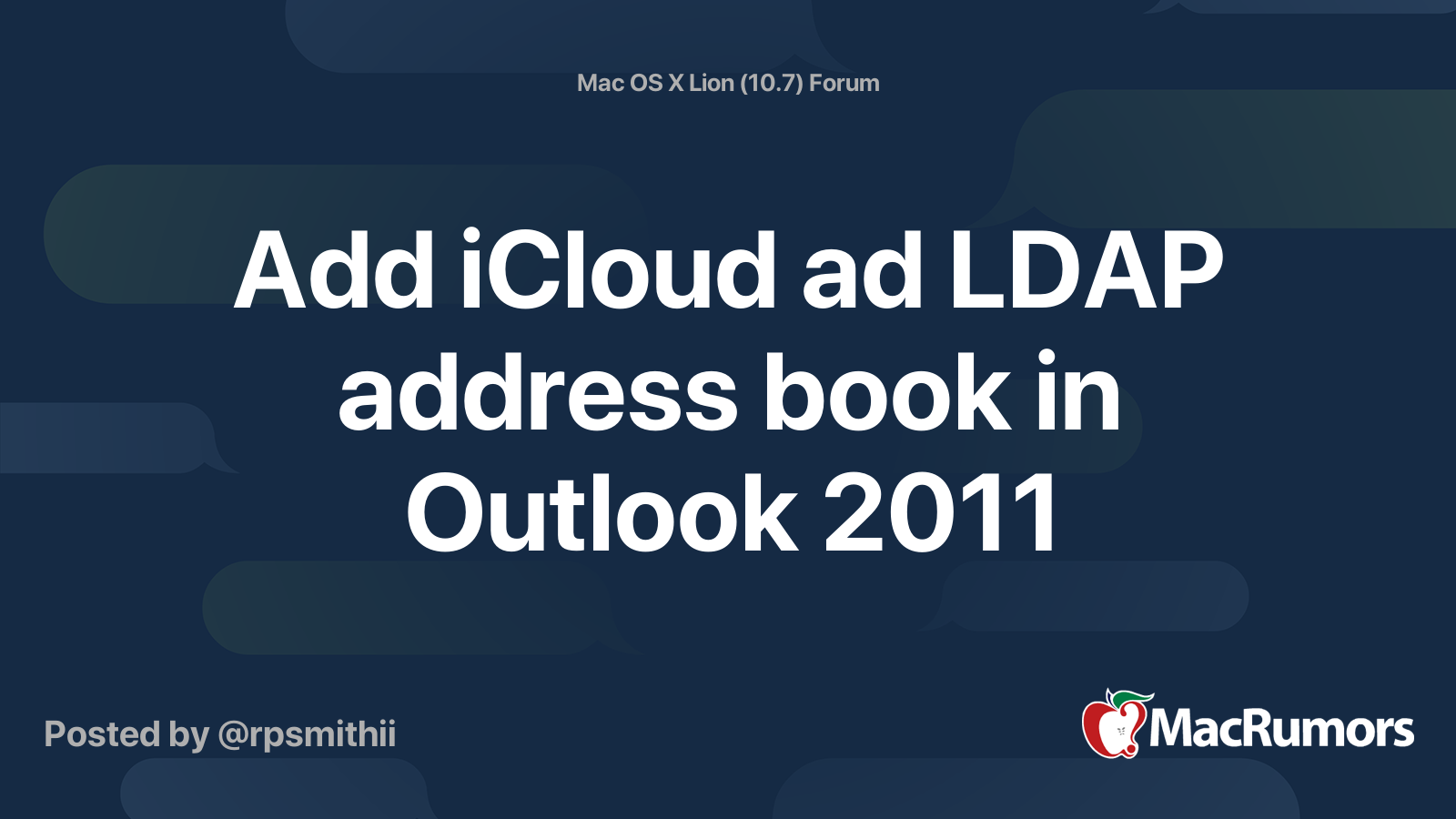 Add iCloud ad LDAP address book in Outlook 2011 MacRumors Forums