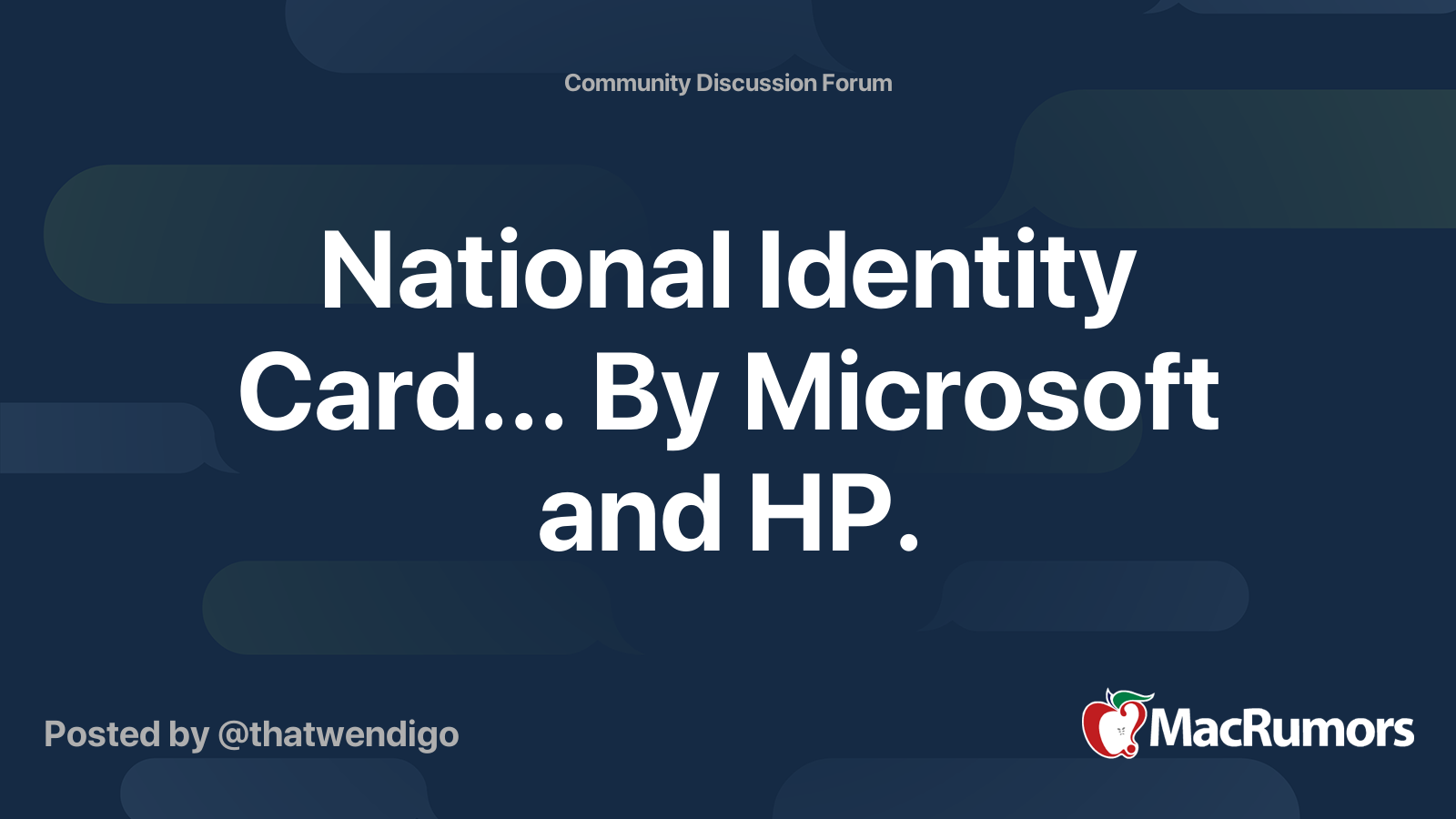 National Identity Card By Microsoft And HP MacRumors Forums