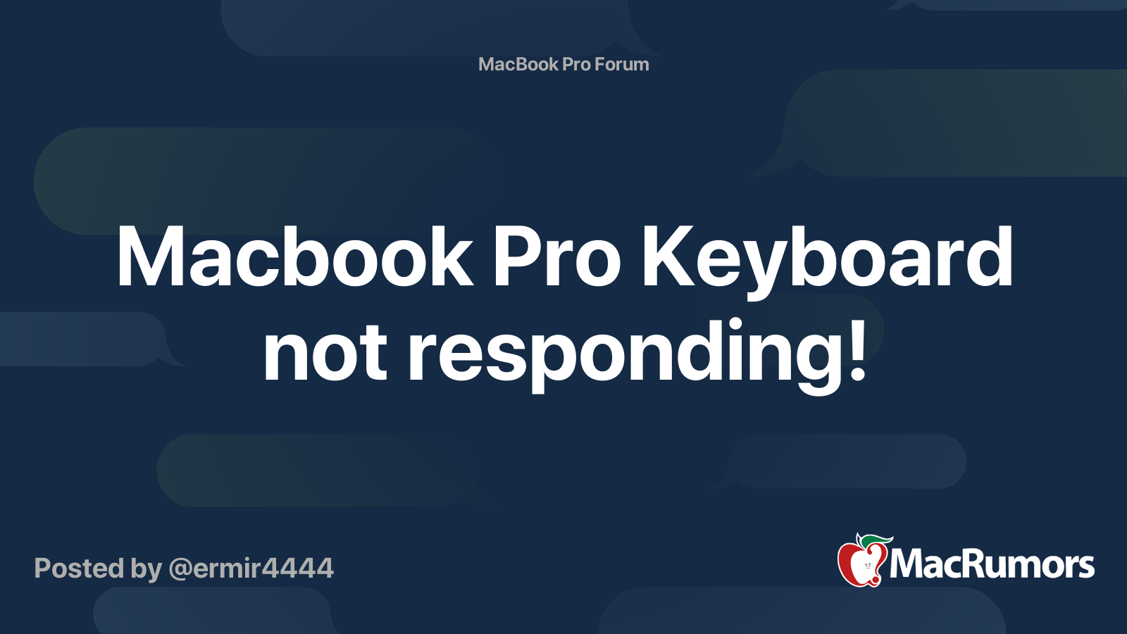 Macbook Pro Keyboard not responding! MacRumors Forums