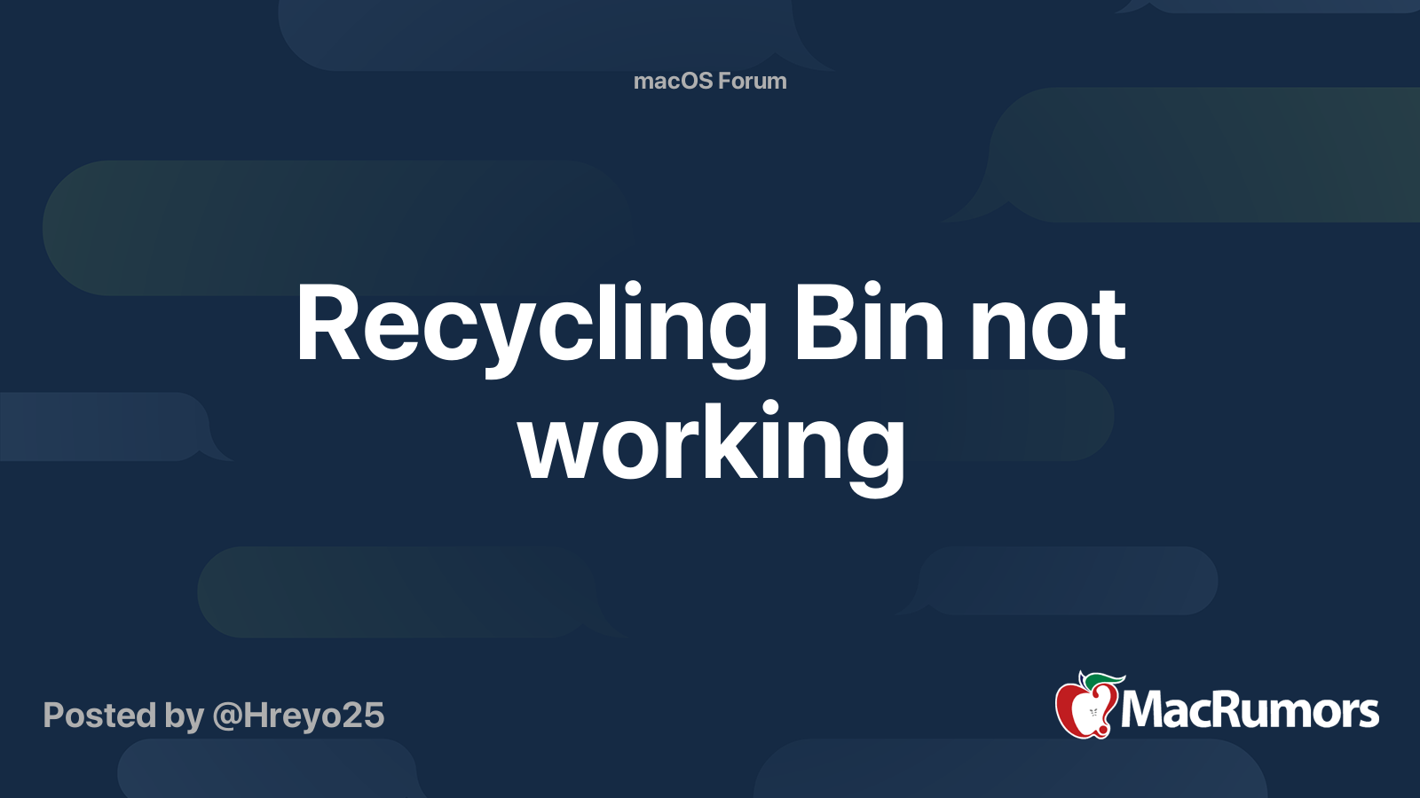 Recycling Bin not working MacRumors Forums