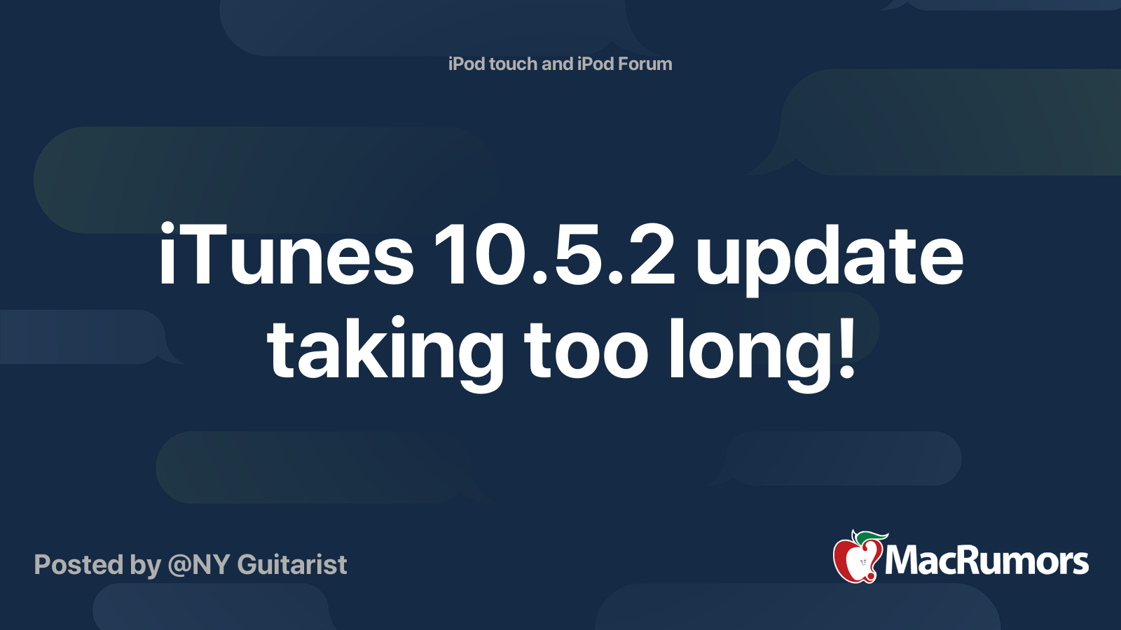 ITunes 10 5 2 Update Taking Too Long MacRumors Forums