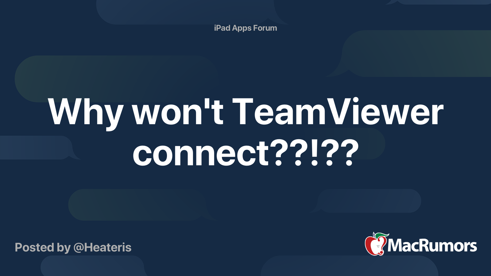 Why won't TeamViewer connect??!?? MacRumors Forums