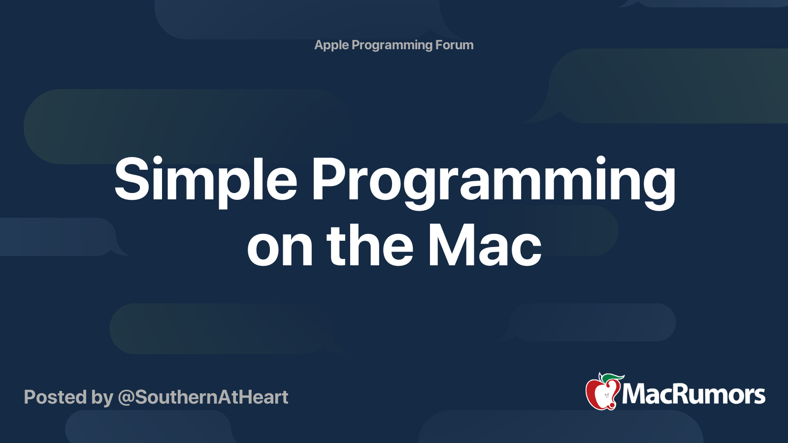 Simple Programming on the Mac | MacRumors Forums