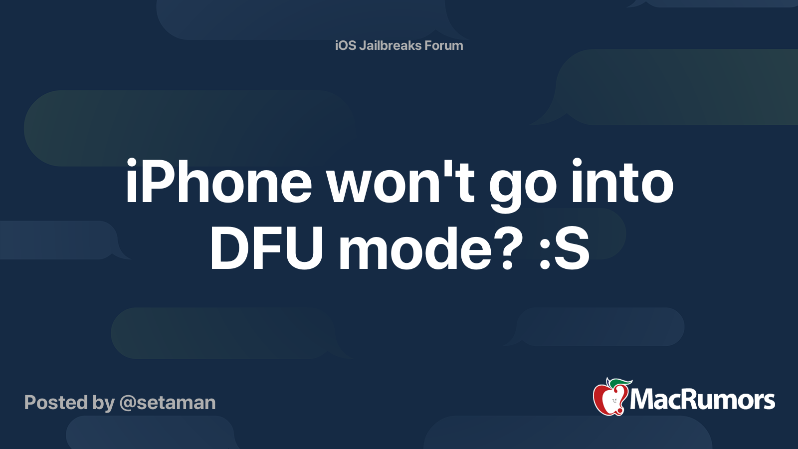 iPhone won't go into DFU mode? :S | MacRumors Forums