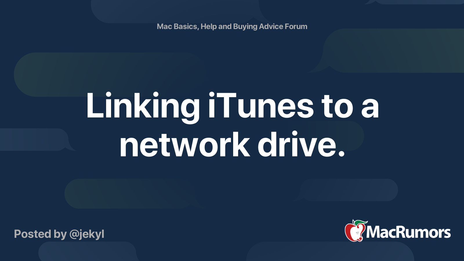 Linking ITunes To A Network Drive MacRumors Forums