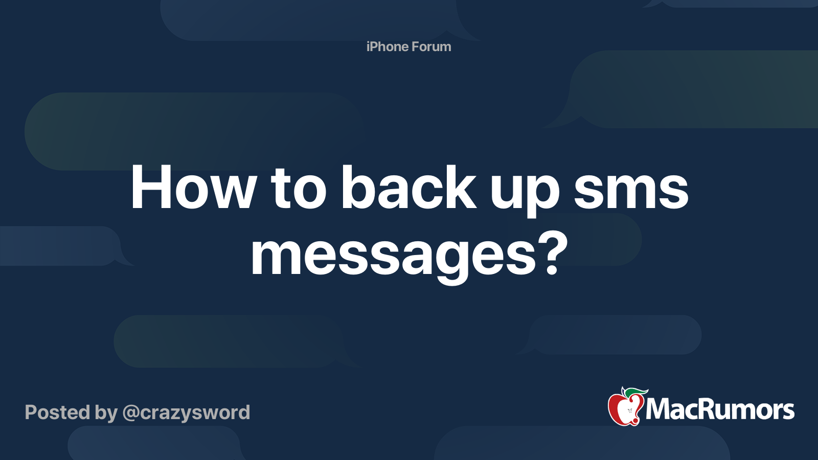 how-to-back-up-sms-messages-macrumors-forums