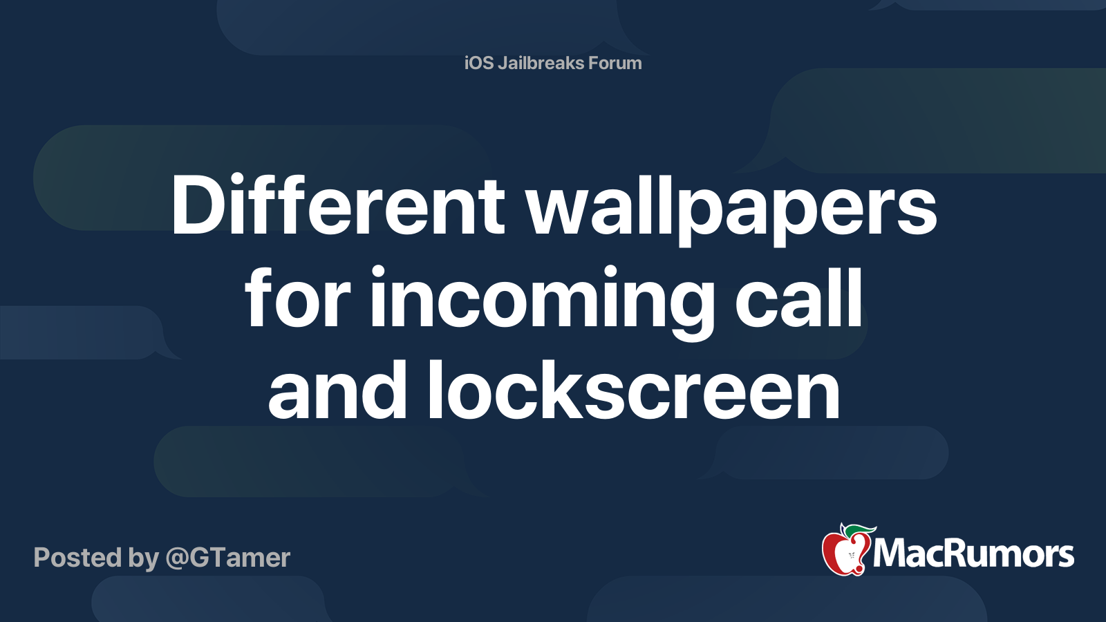 Different wallpapers for incoming call and lockscreen | MacRumors Forums