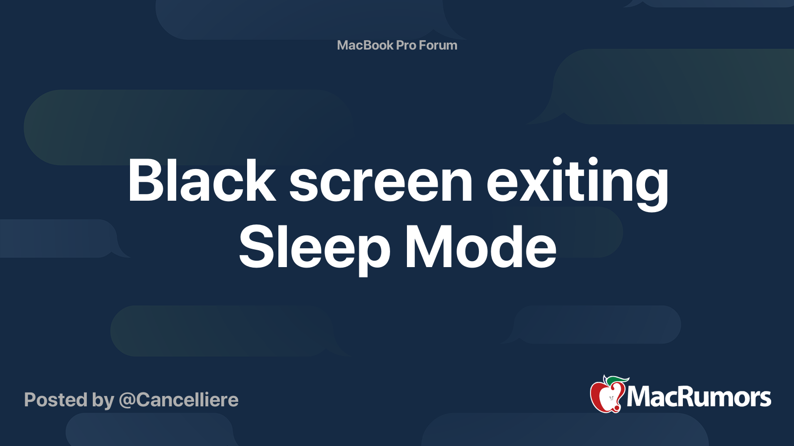 Black screen exiting Sleep Mode MacRumors Forums