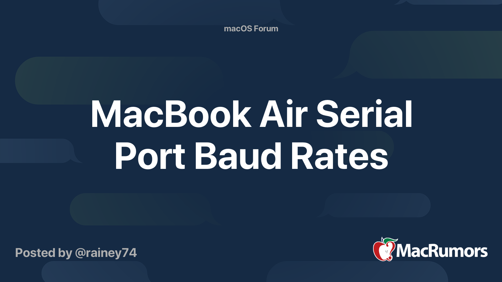 MacBook Air Serial Port Baud Rates MacRumors Forums