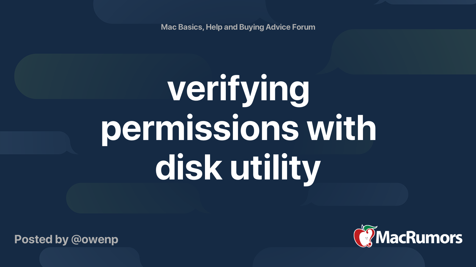 verifying permissions with disk utility MacRumors Forums