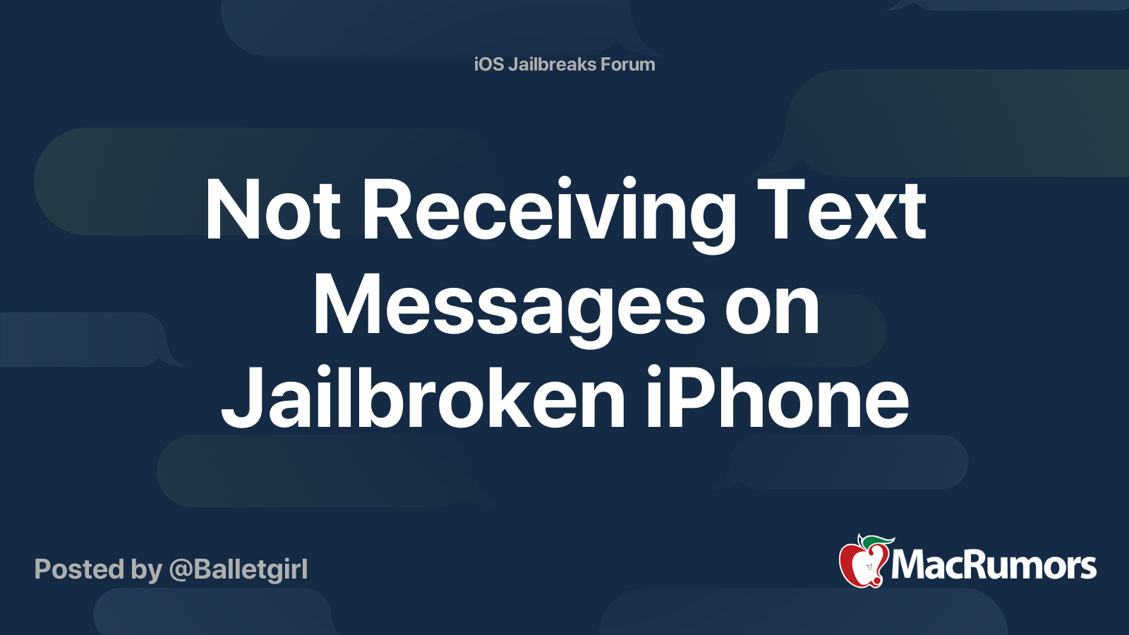 Not Receiving Text Messages on Jailbroken iPhone | MacRumors Forums