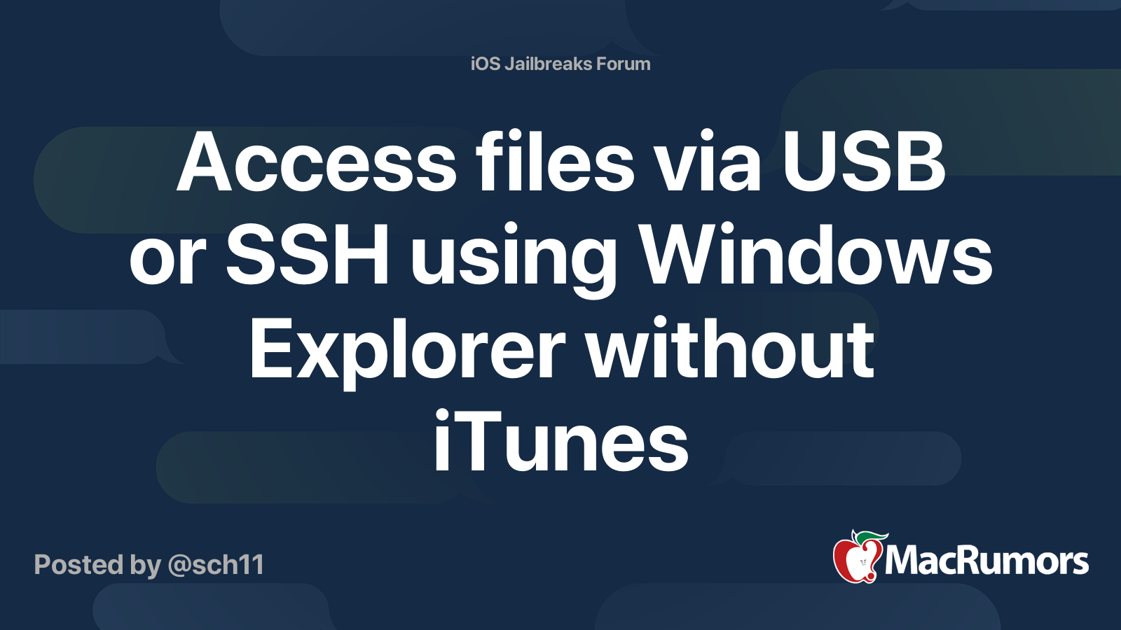 Access files via USB or SSH using Windows Explorer without iTunes