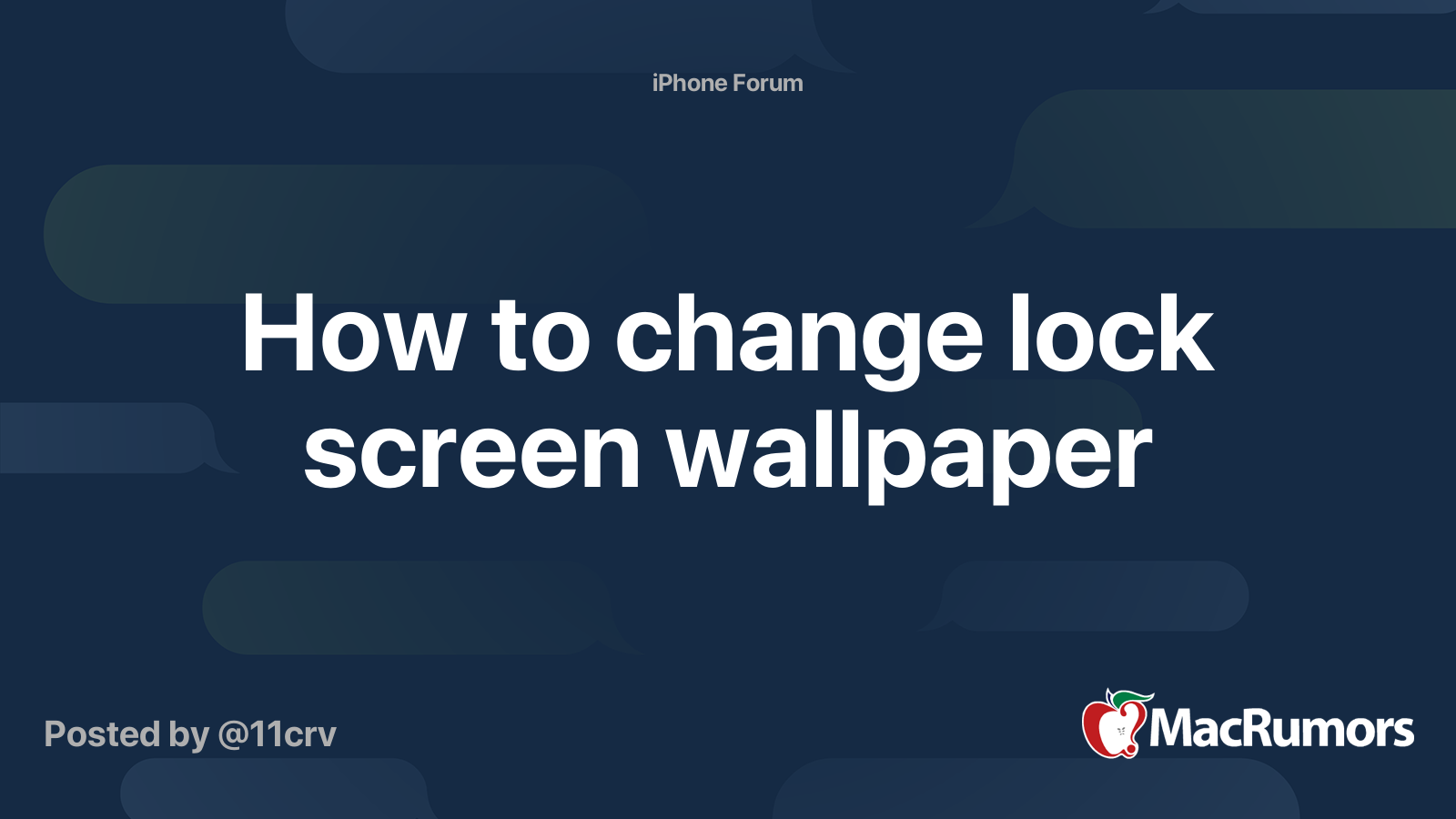 How to change lock screen wallpaper MacRumors Forums