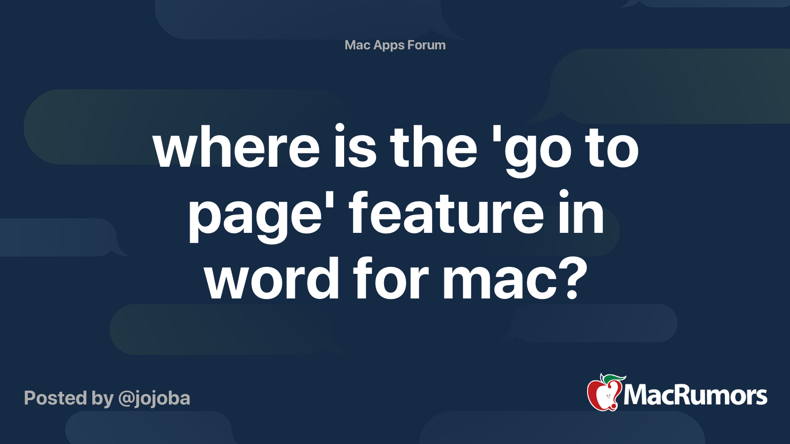Where Is The go To Page Feature In Word For Mac MacRumors Forums