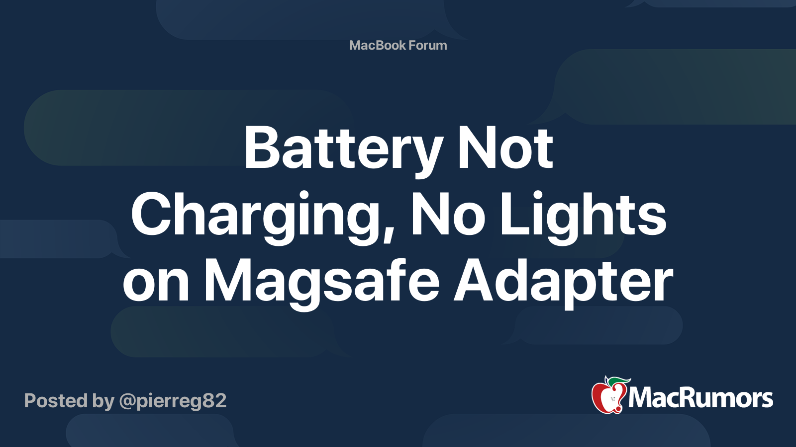 forpligtelse Jeg har erkendt det kamp Battery Not Charging, No Lights on Magsafe Adapter | MacRumors Forums