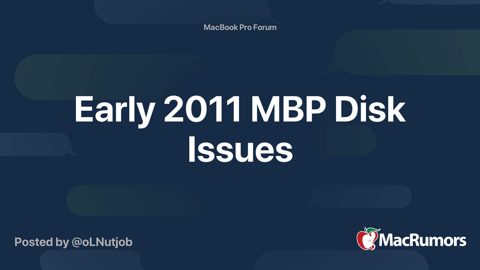 Early 2011 MBP Disk Issues | MacRumors Forums