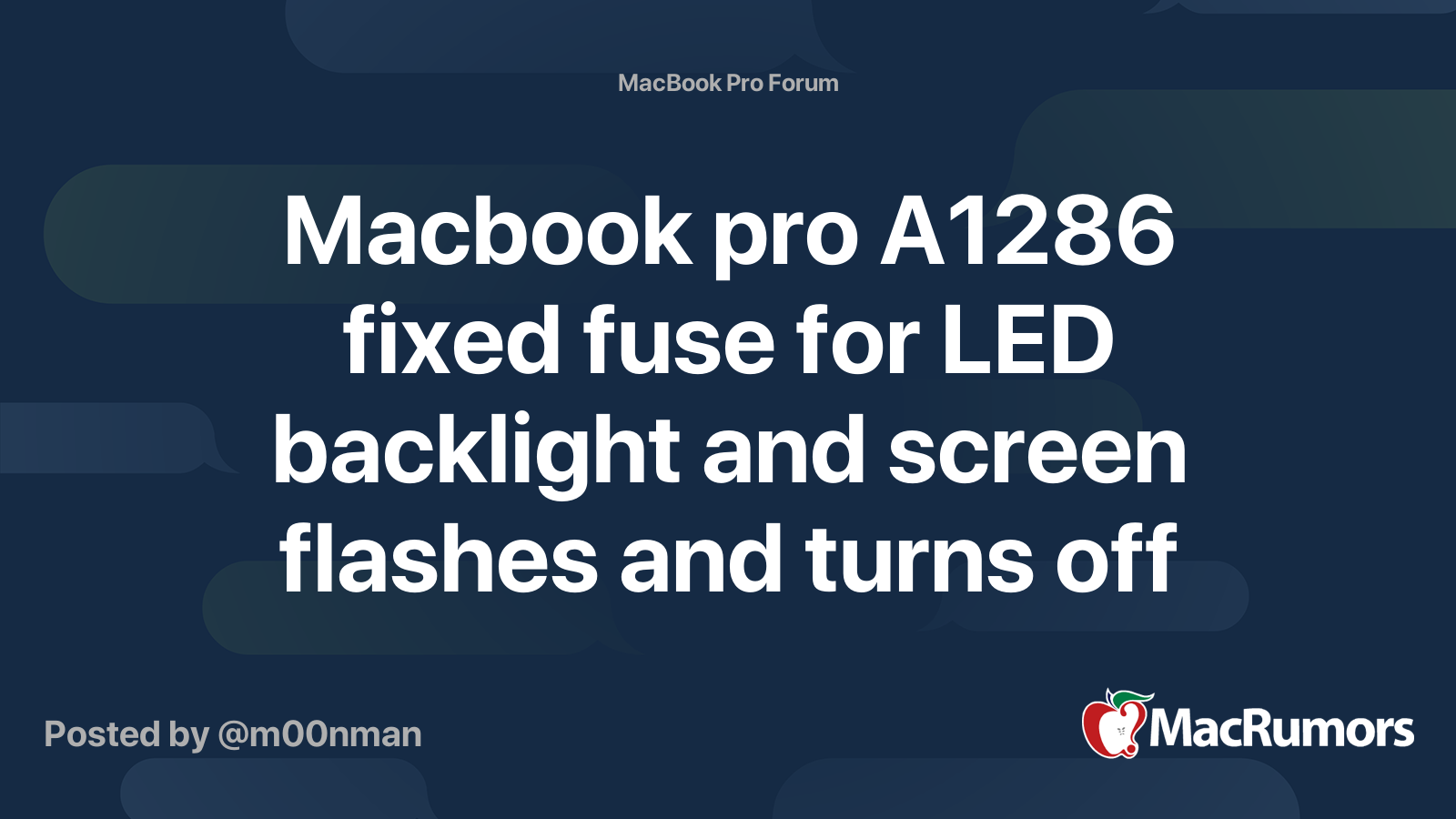 Macbook pro A1286 fixed fuse for LED backlight and screen flashes and ...
