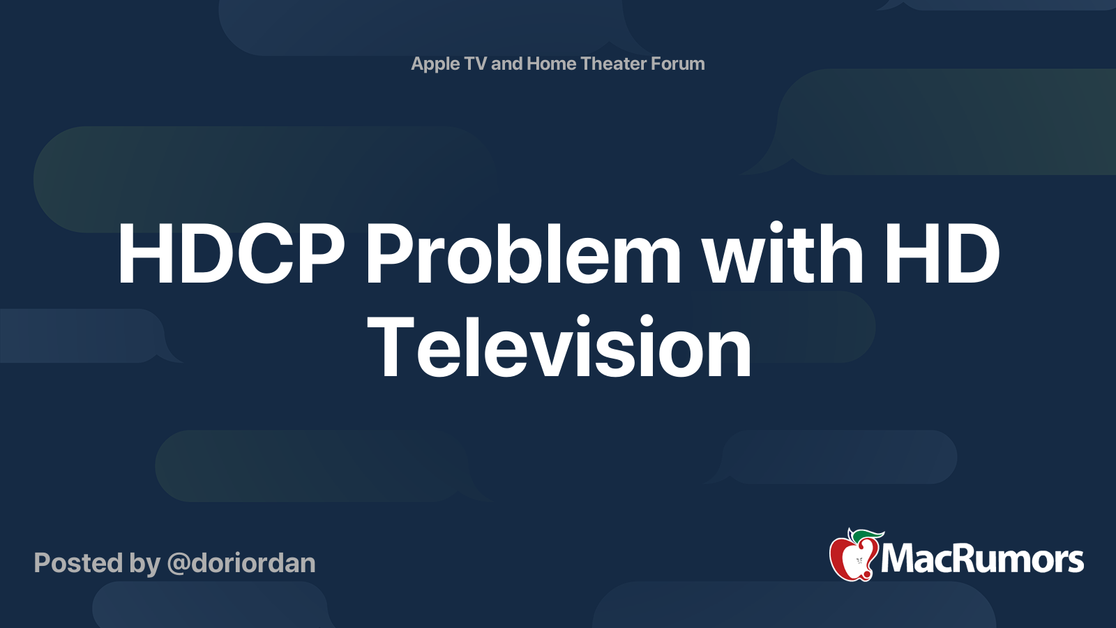 HDCP Problem with HD Television MacRumors Forums