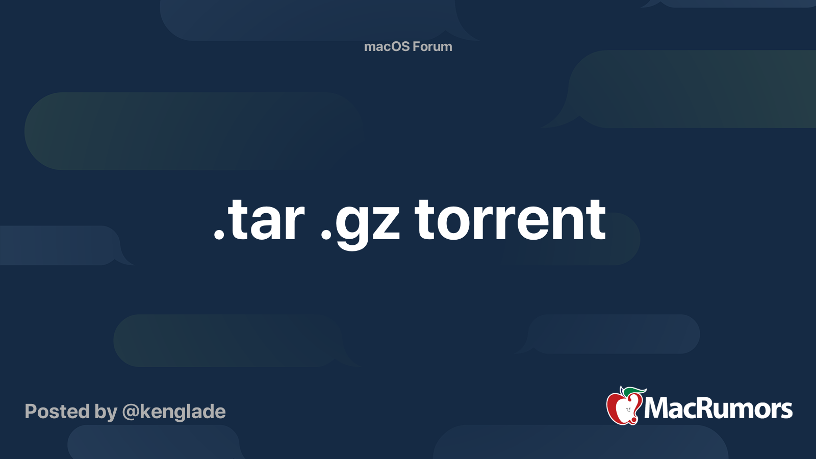 .tar .gz torrent MacRumors Forums