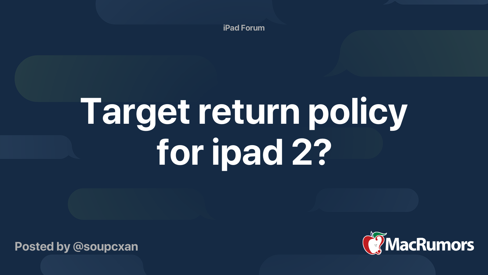 Target return policy for ipad 2? MacRumors Forums