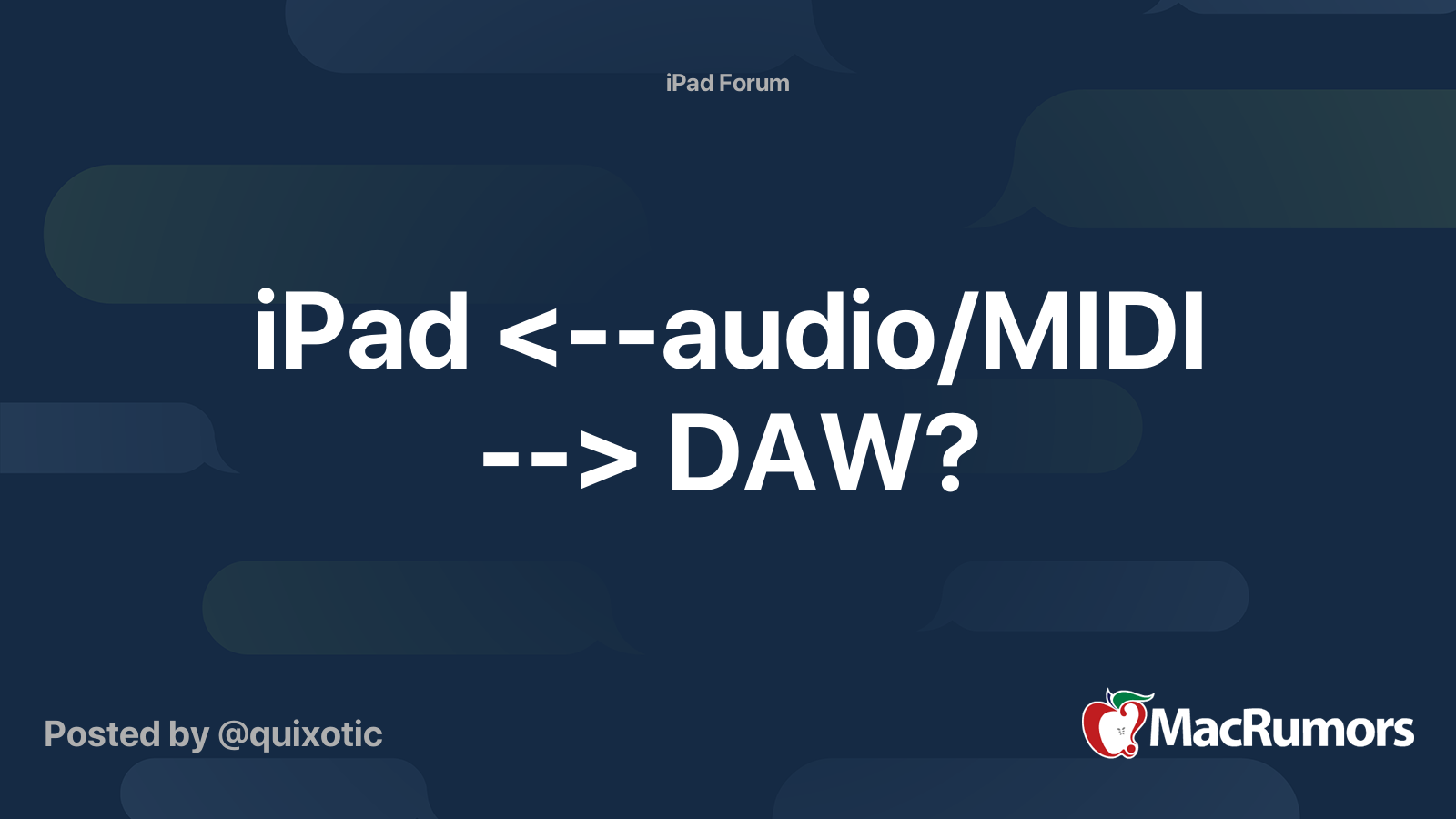 iPad DAW? MacRumors Forums