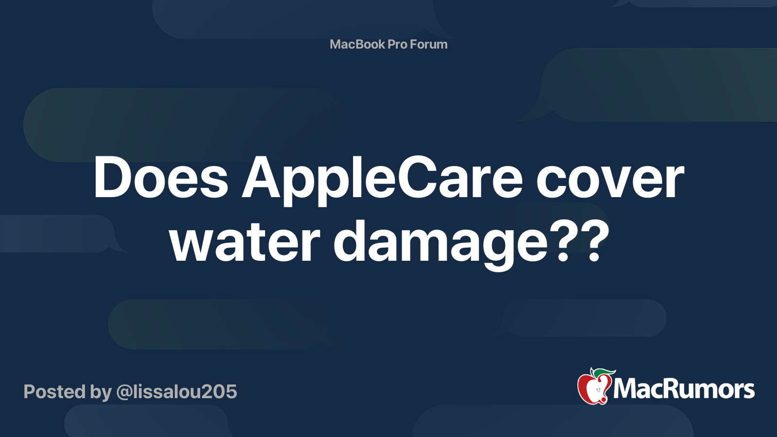 Does AppleCare cover water damage?? MacRumors Forums