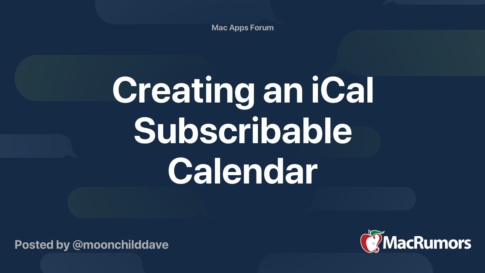 Creating an iCal Subscribable Calendar MacRumors Forums