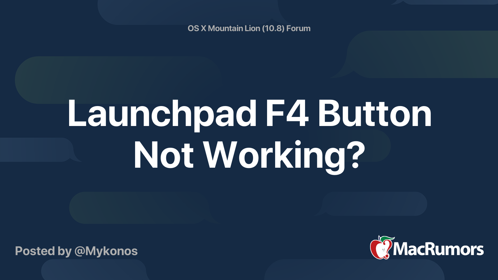 Launchpad F4 Button Not Working Macrumors Forums