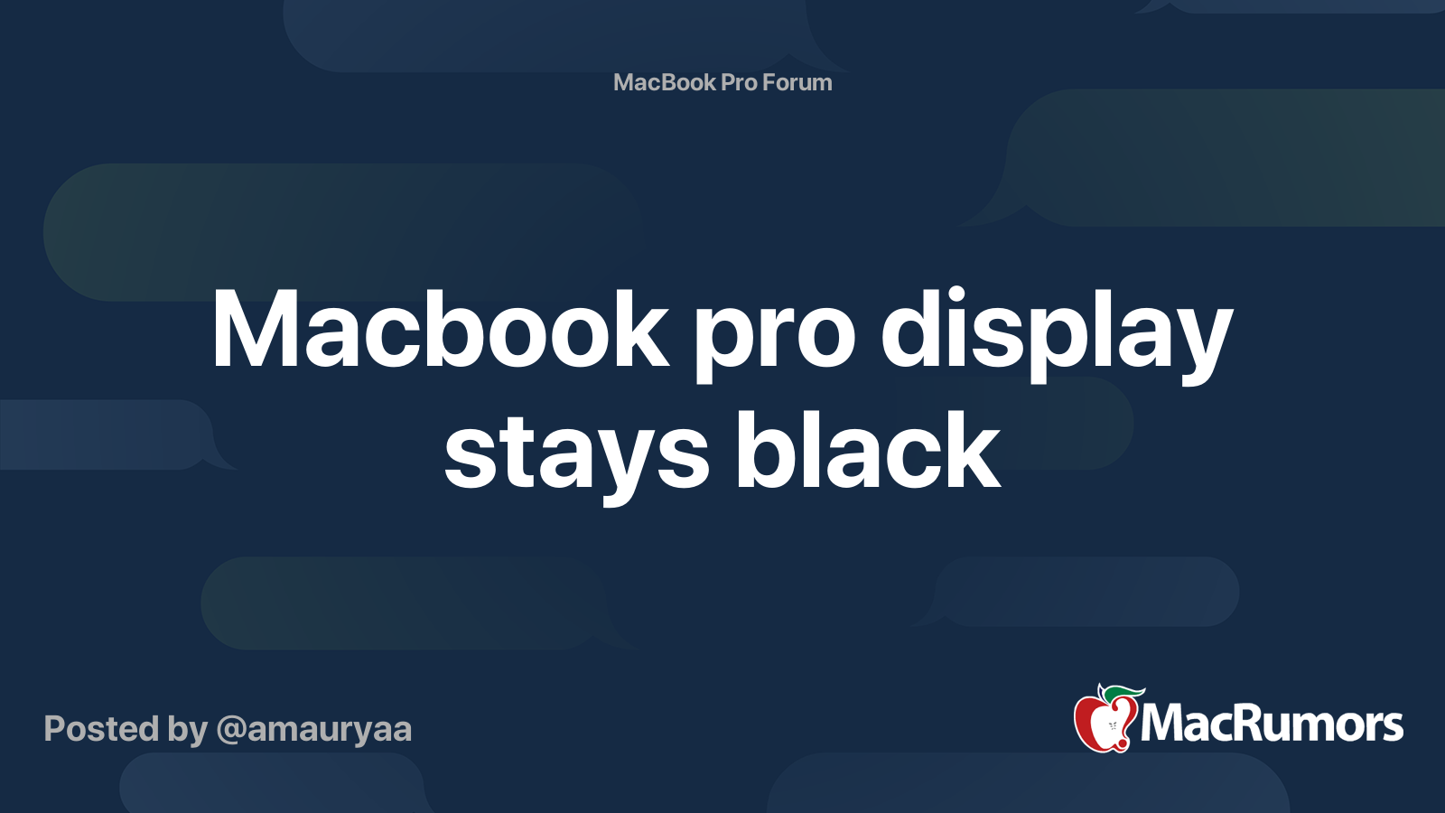 Macbook pro display stays black MacRumors Forums