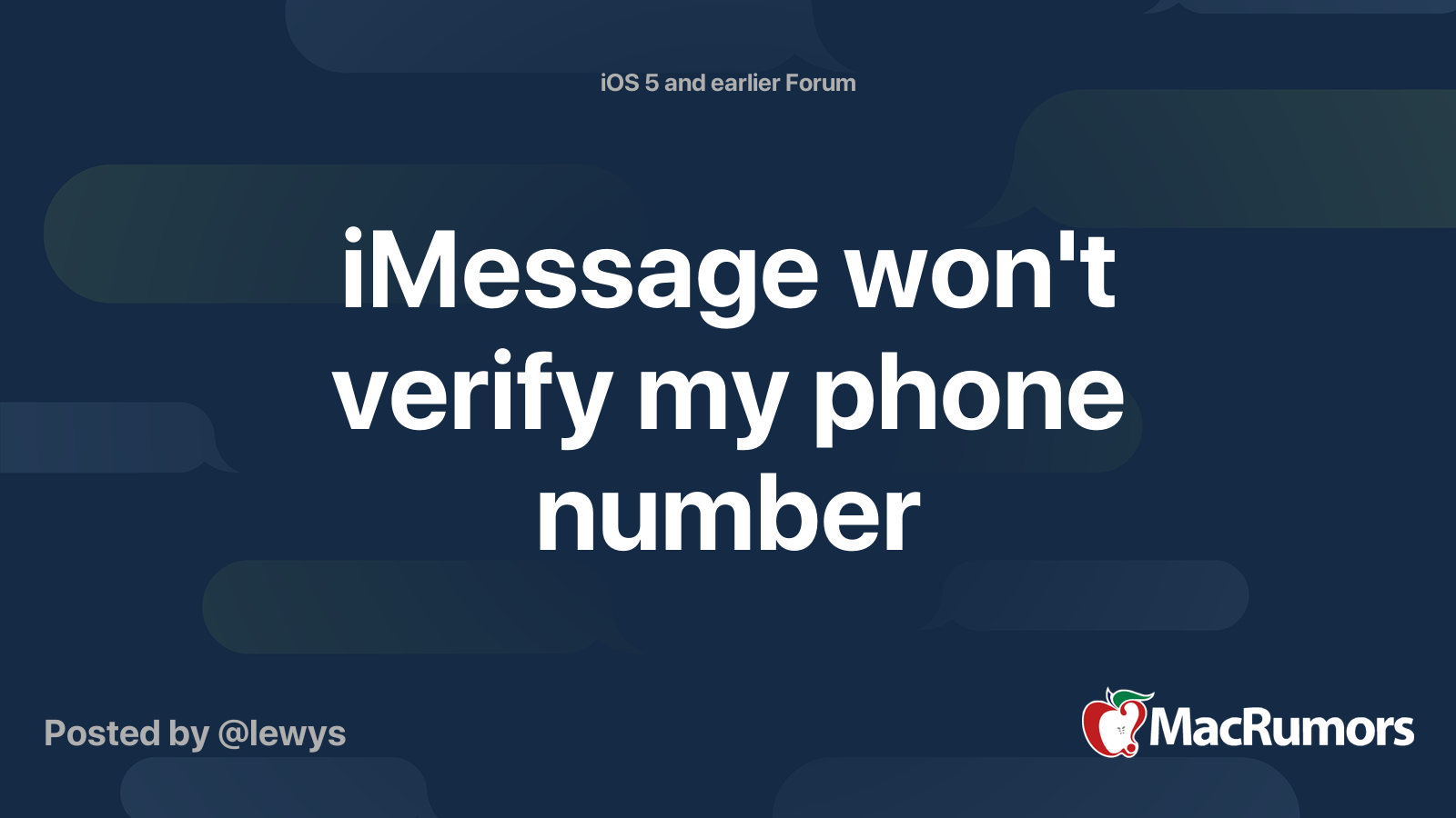 iMessage won't verify my phone number | MacRumors Forums