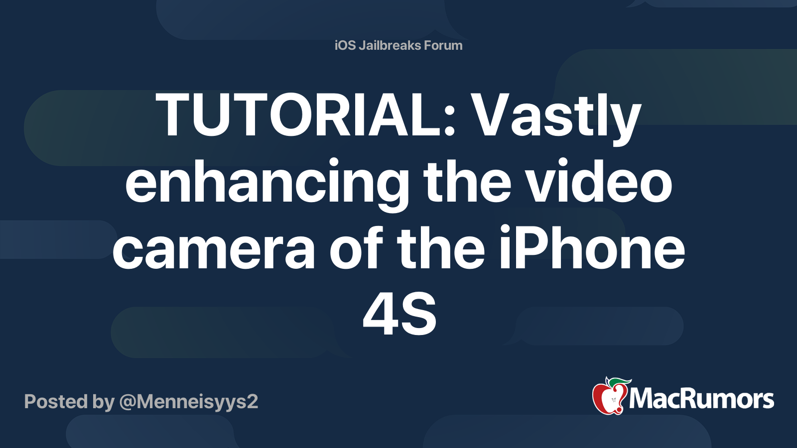 Tutorial Vastly Enhancing The Video Camera Of The Iphone 4s Macrumors Forums