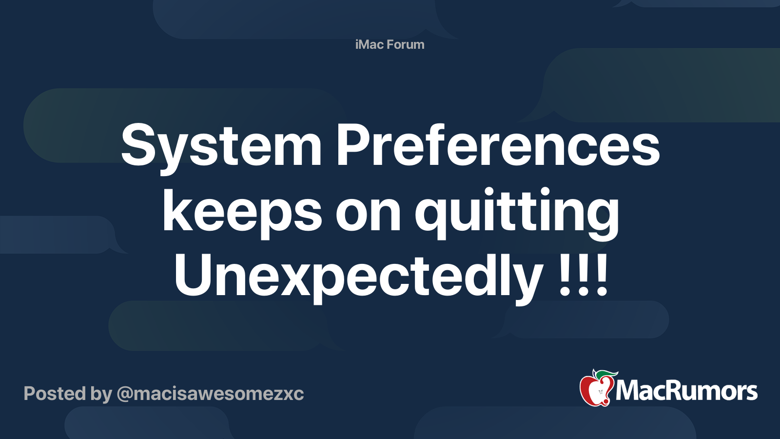 System Preferences keeps on quitting Unexpectedly !!! MacRumors Forums