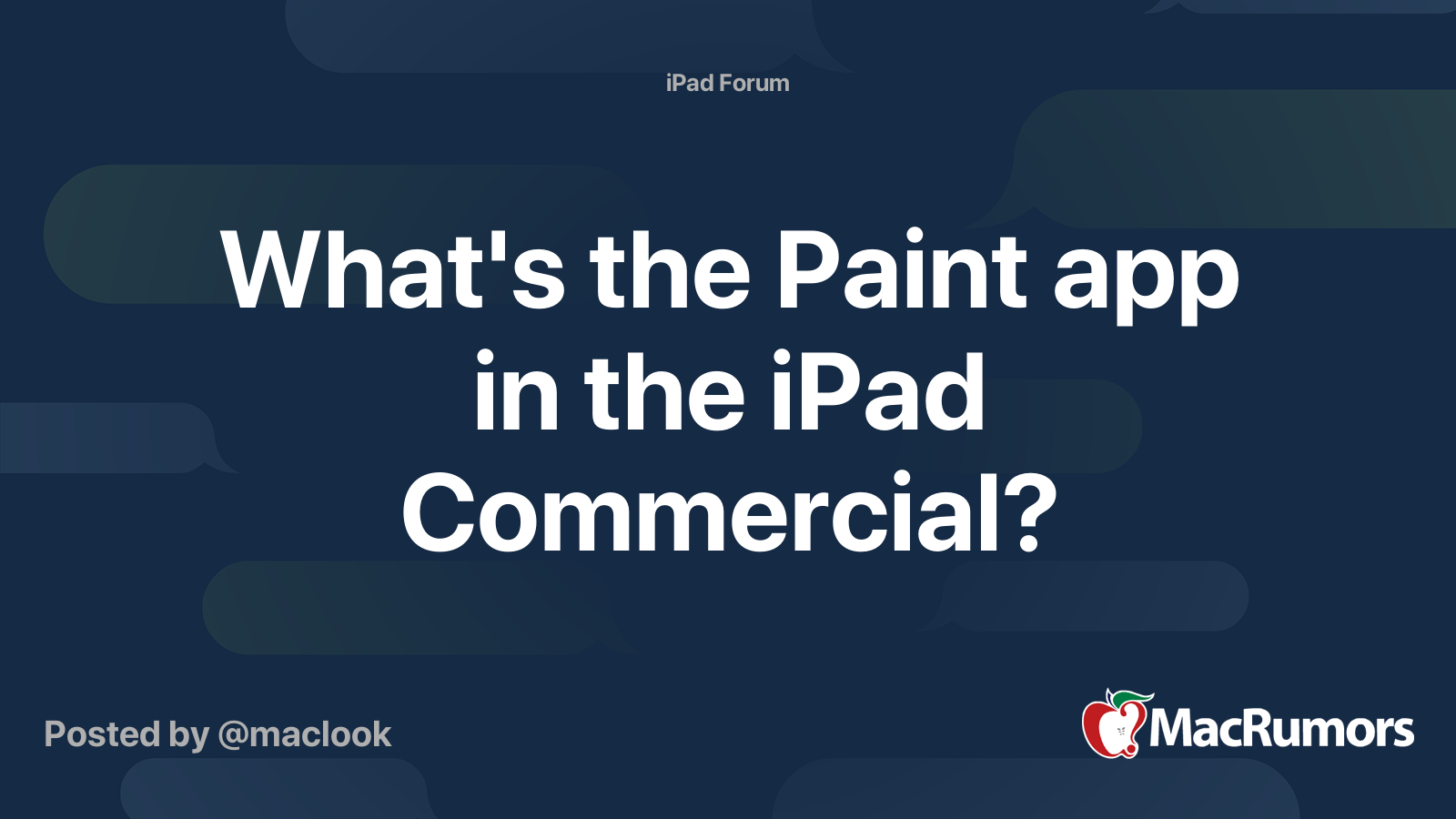 What's the Paint app in the iPad Commercial? MacRumors Forums