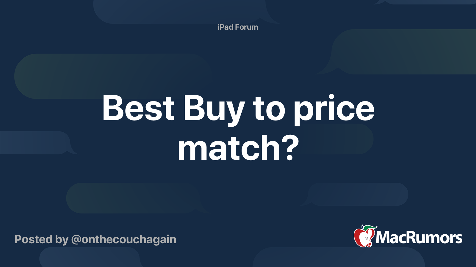 Best Buy to price match? MacRumors Forums