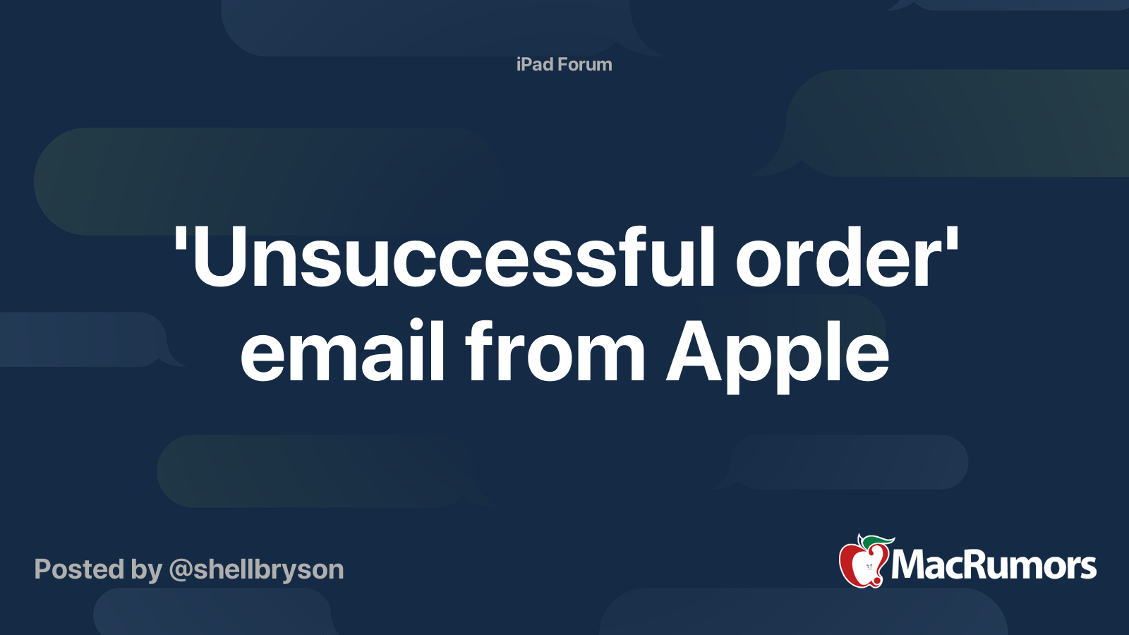 'Unsuccessful order' email from Apple | MacRumors Forums