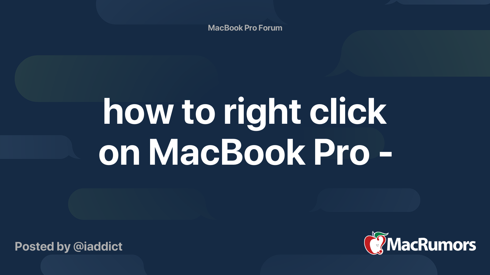  how to right click on macbook pro macrumors forums