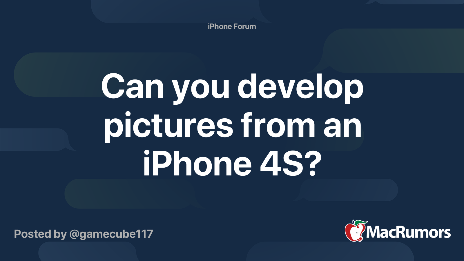 Can you develop pictures from an iPhone 4S? MacRumors Forums