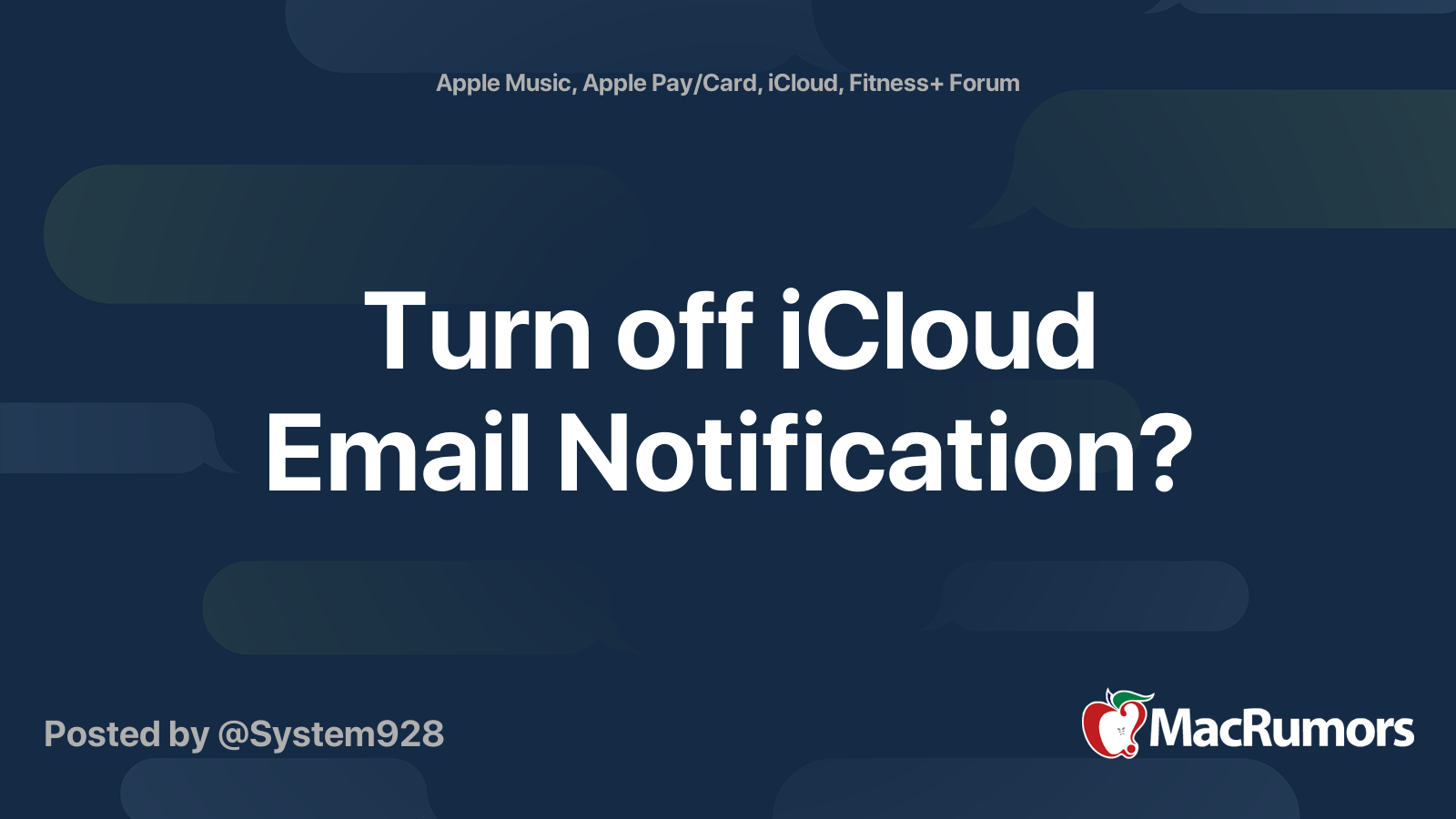 Turn off iCloud Email Notification? MacRumors Forums