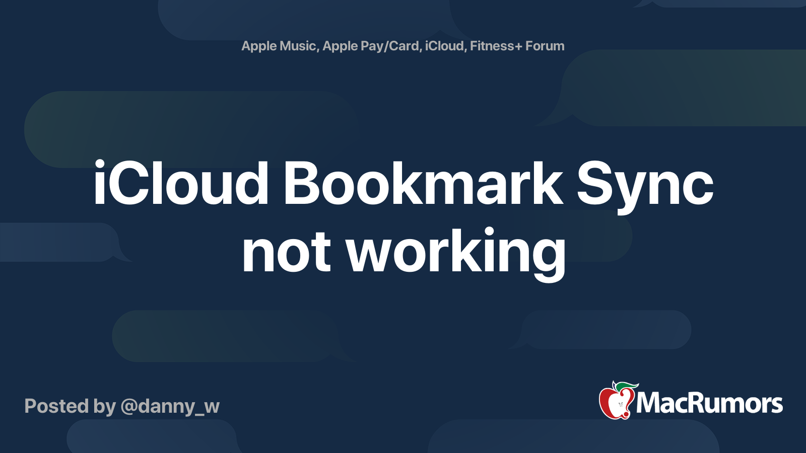 iCloud Bookmark Sync not working MacRumors Forums