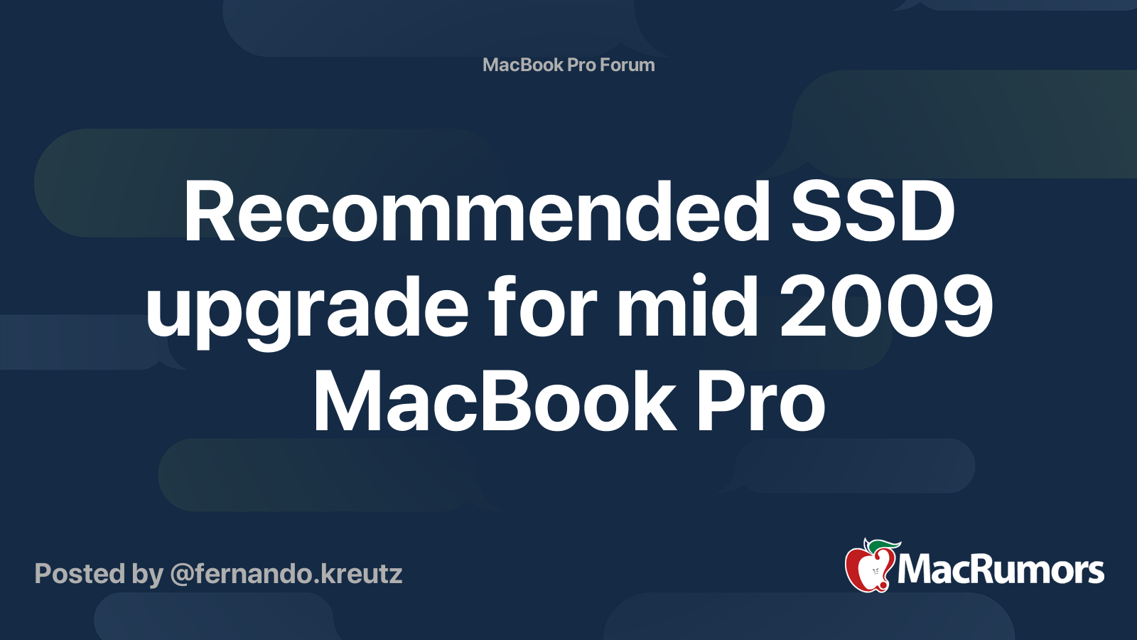 Recommended Ssd Upgrade For Mid 09 Macbook Pro Macrumors Forums