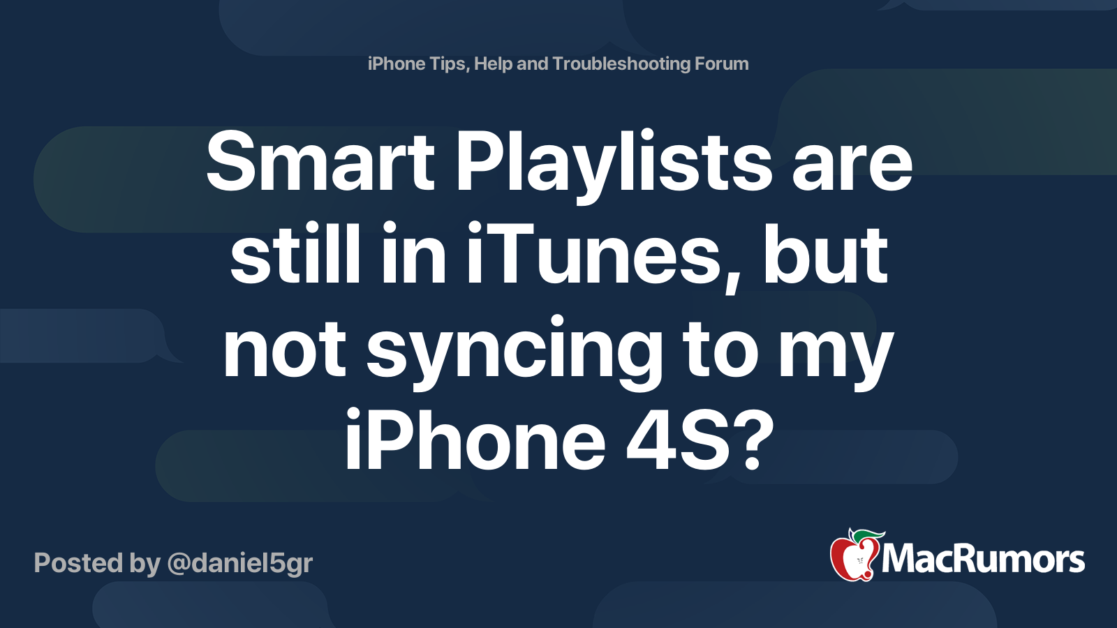 Smart Playlists Are Still In ITunes But Not Syncing To My IPhone 4S