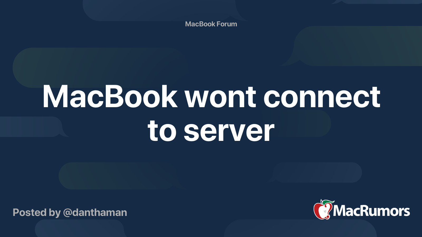 MacBook wont connect to server | MacRumors Forums