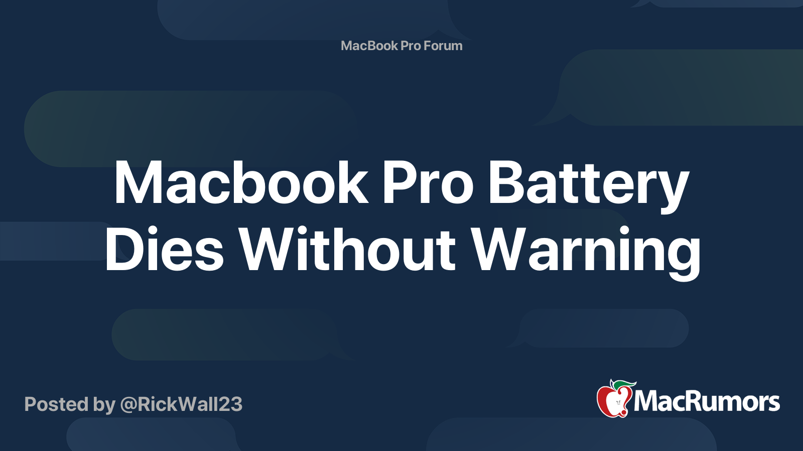 Macbook Pro Battery Dies Without Warning MacRumors Forums