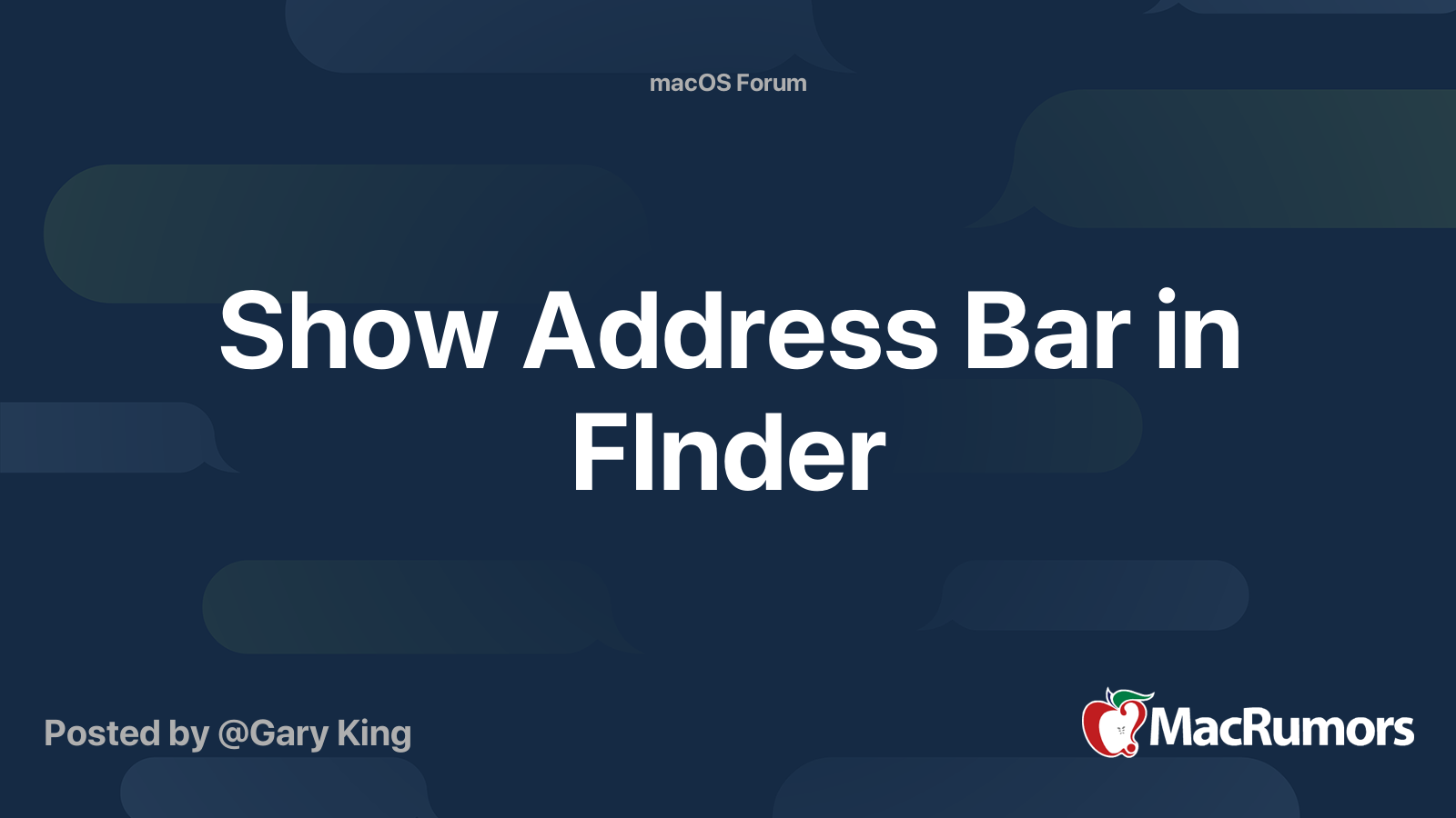 Show Address Bar In FInder MacRumors Forums