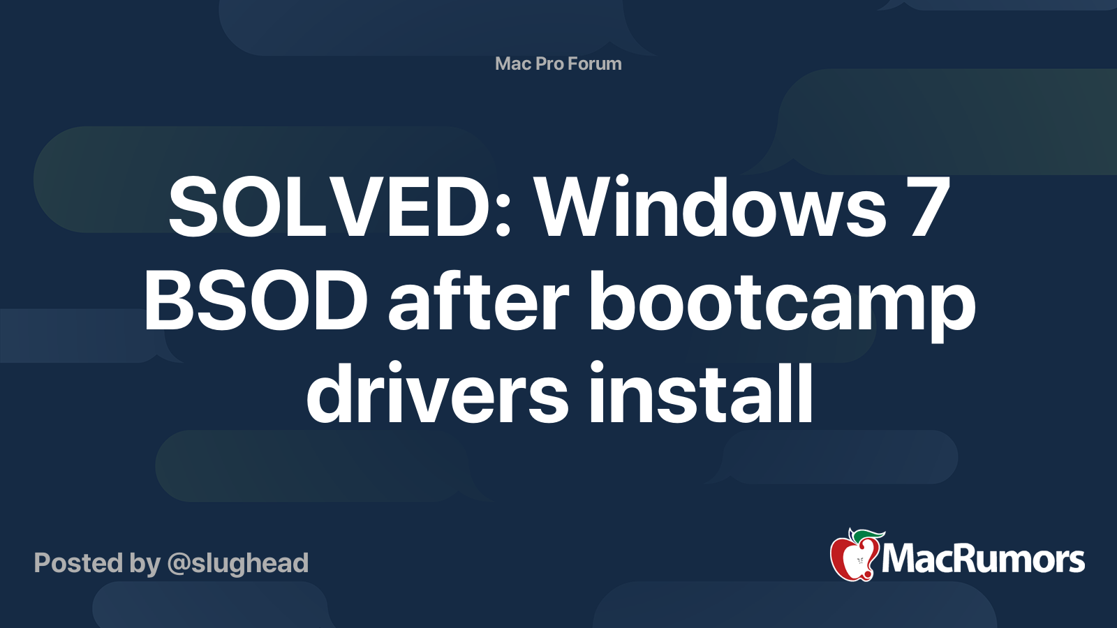 SOLVED: Windows 7 BSOD after bootcamp drivers install | MacRumors Forums